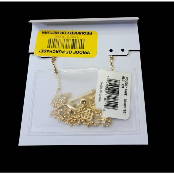 Kendra Scott Holiday Tree Pendant Necklace Gold Green Quartzite BRAND NEW! Gift - Picture 6 of 7